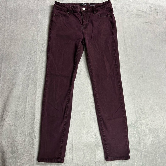 Buffalo David Bitton Royal 8/29 Mid Rise Stretch Skinny Women's Pants Burgundy - Picture 1 of 10
